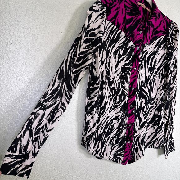 No 21 Top Womens 44 Zebra Animal Button Up Blouse Italy Art to Wear Medium US M - Picture 8 of 12
